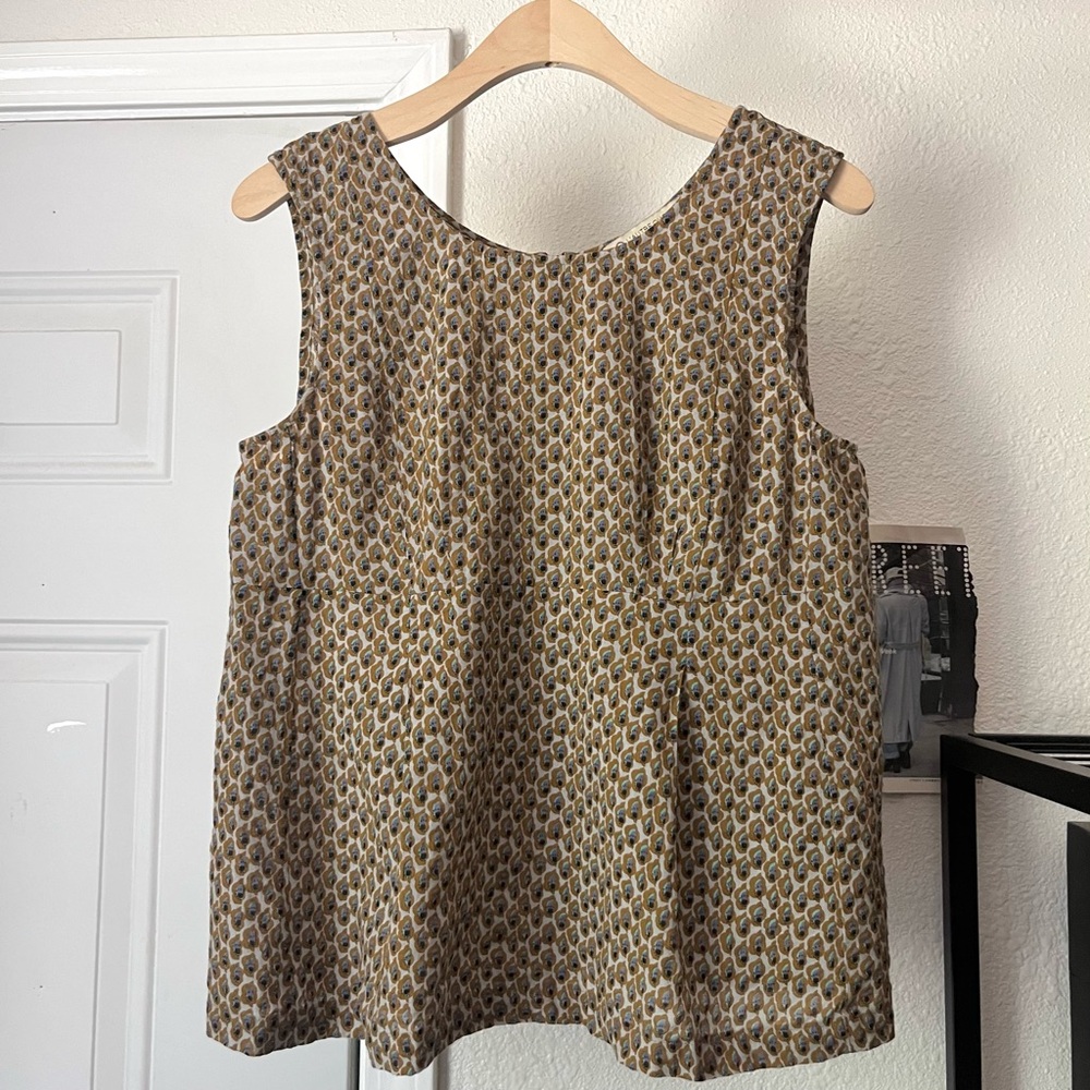 L’AUTRE CHOSE Mustard grey geo boho tribal print cotton tank top shirt